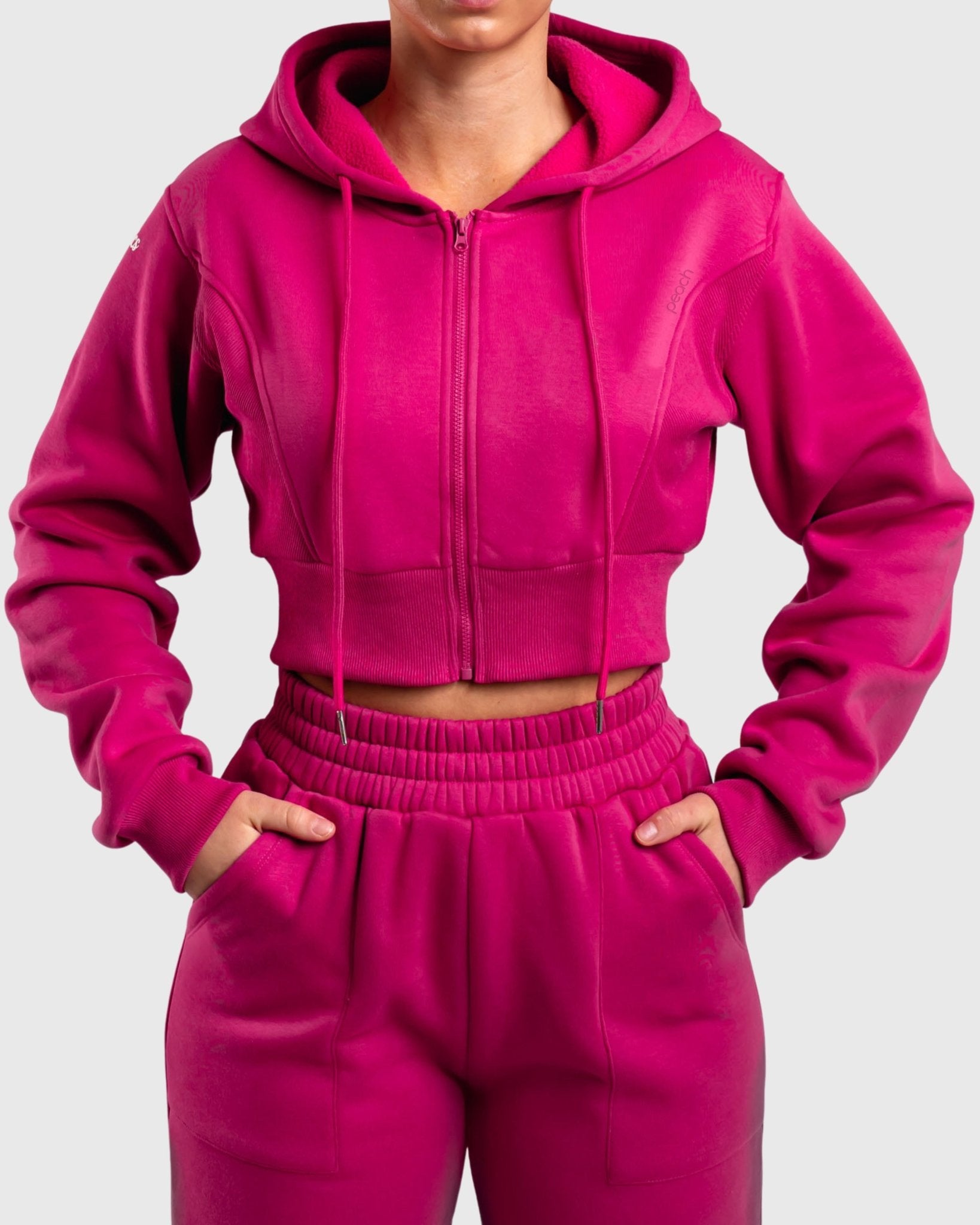 Pink Vibe Cropped Hoodie - Peach Tights - Hoodie