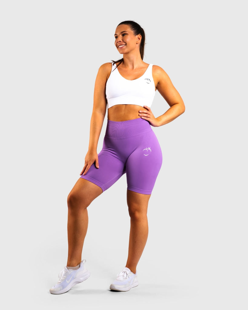 Purple Biker Shorts - Peach Tights - Shorts