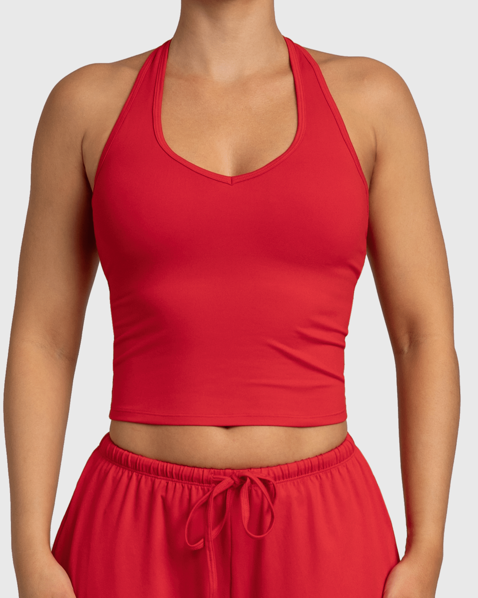 Red Lounge Singlet - Peach Tights - Sports - Bra