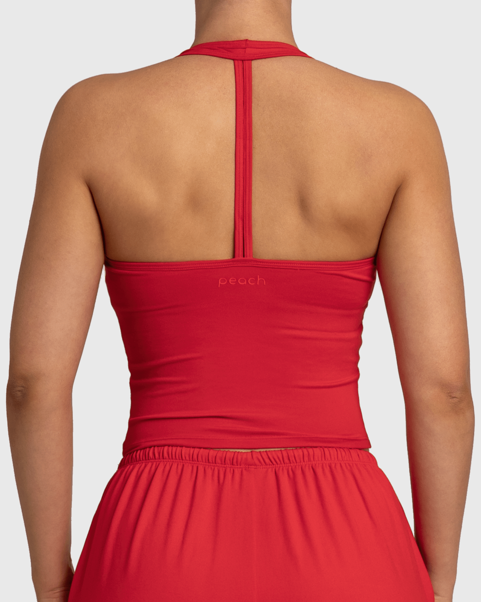 Red Lounge Singlet - Peach Tights - Sports - Bra