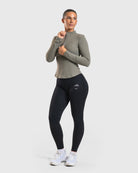 Sage Green Zip Long Sleeve - Peach Tights - Jacket