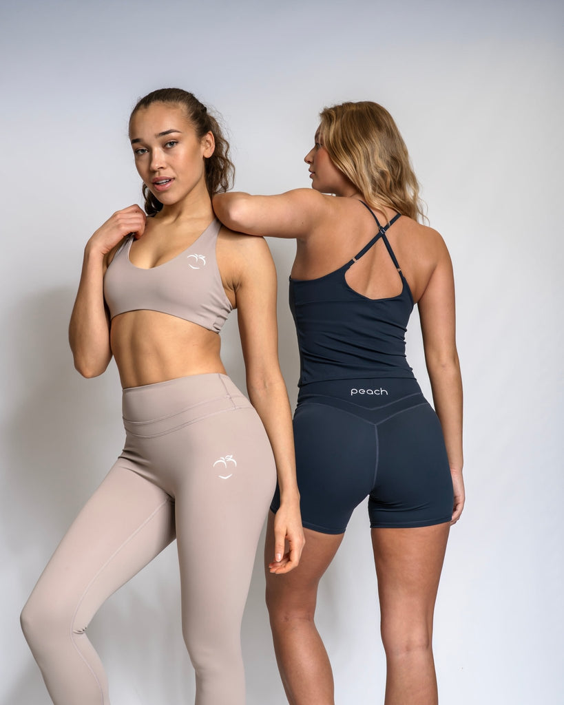 Steel Blue Velocity Singlet - Peach Tights - Sports - Bra