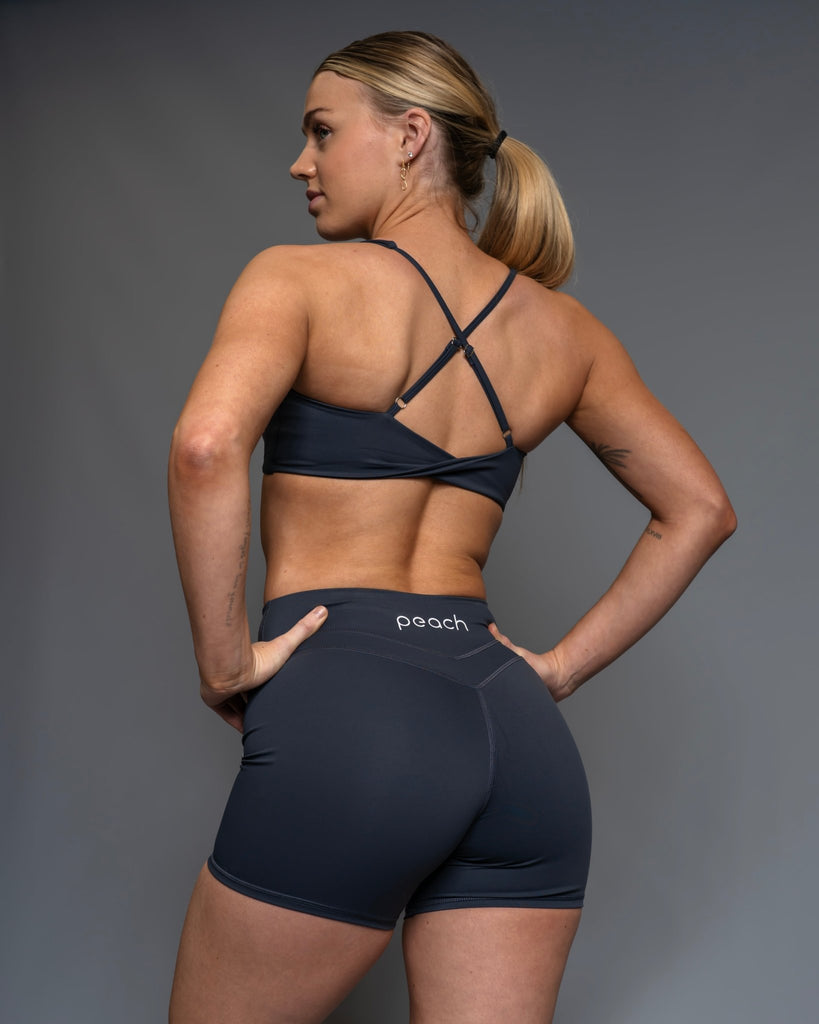 Steel Blue Velocity Sports - bra - Peach Tights - Sports - Bra