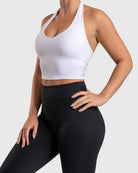 White Lush Halterneck Topp - Peach Tights - Sports - Bra