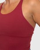 Wine Red Cross Topp - Peach Tights - Sports - Bra