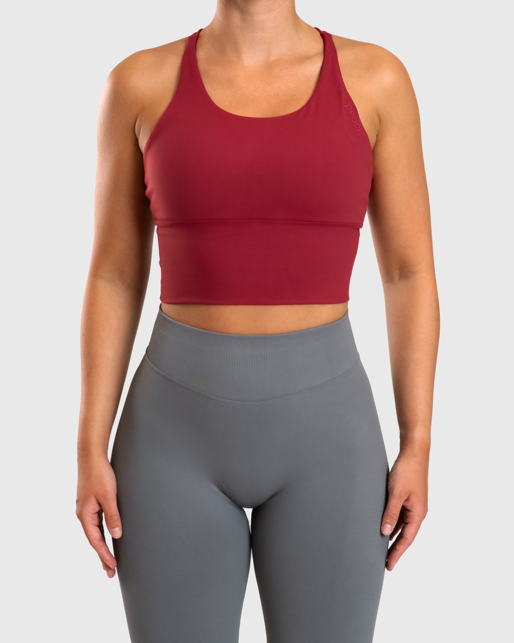 Wine Red Cross Topp - Peach Tights - Sports - Bra