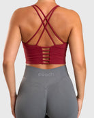 Wine Red Cross Topp - Peach Tights - Sports - Bra