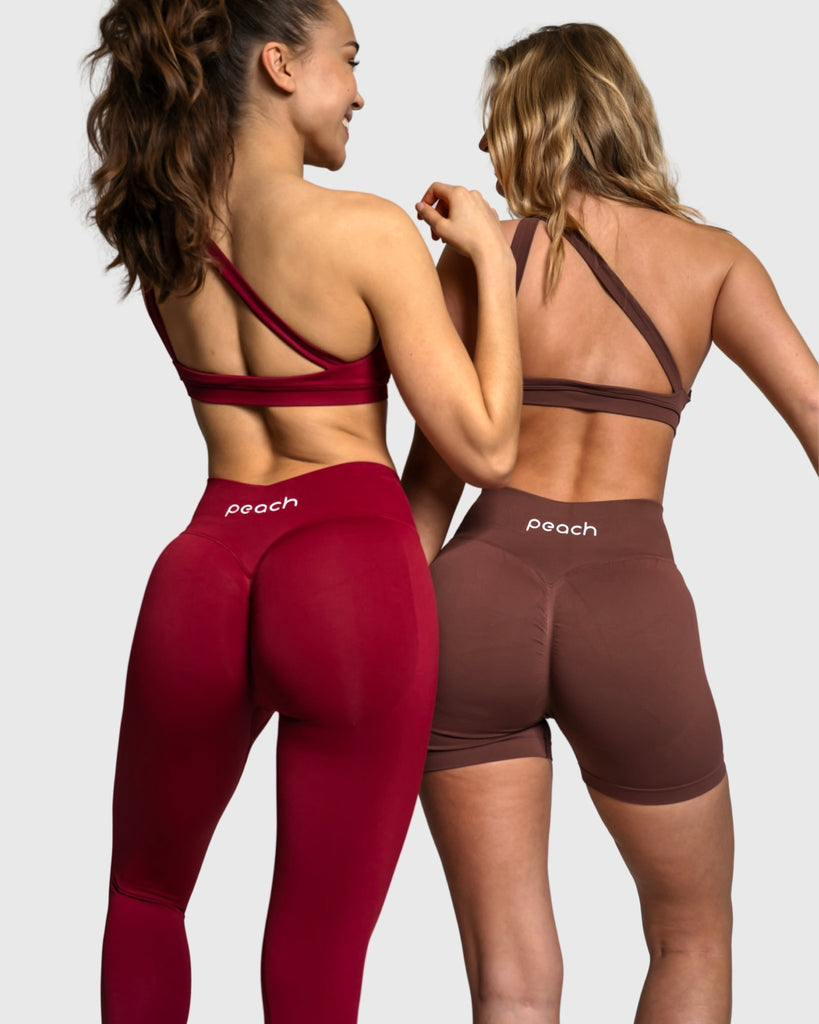 Wine Red Essence Sports - bra - Peach Tights - Sports - Bra