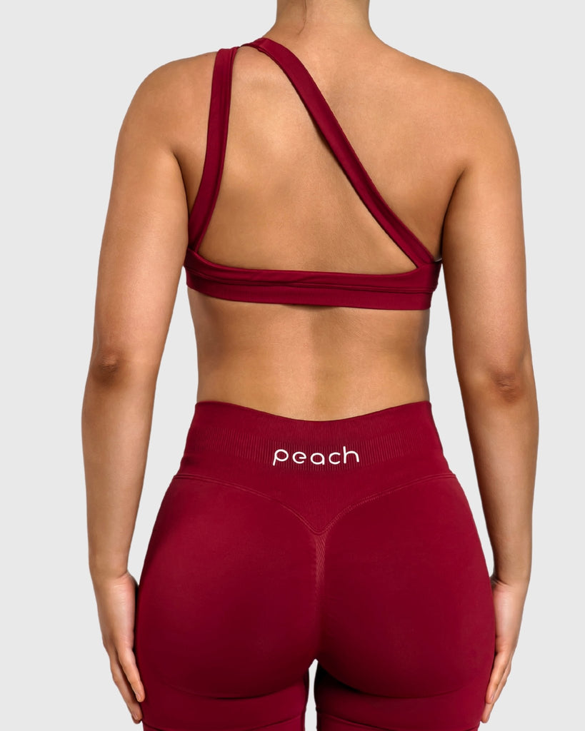 Wine Red Essence Sports - bra - Peach Tights - Sports - Bra