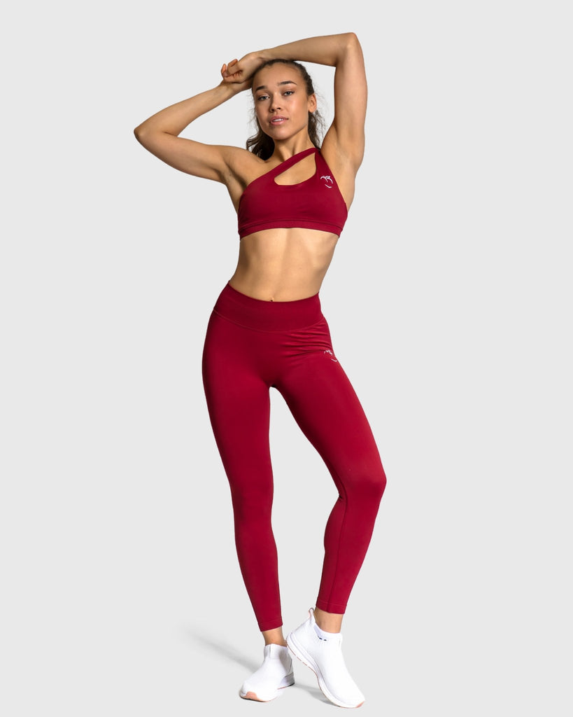 Wine Red Essence Sports - bra - Peach Tights - Sports - Bra