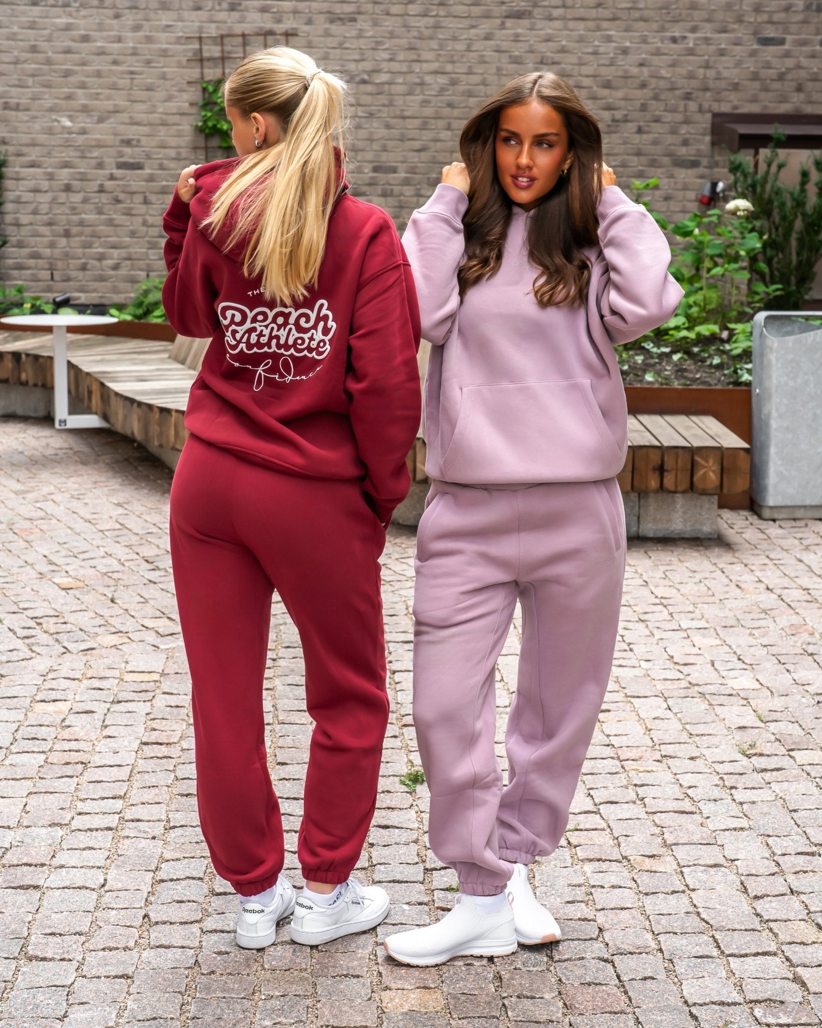 Wine Red Haze Hoodie - Peach Tights - Hoodie