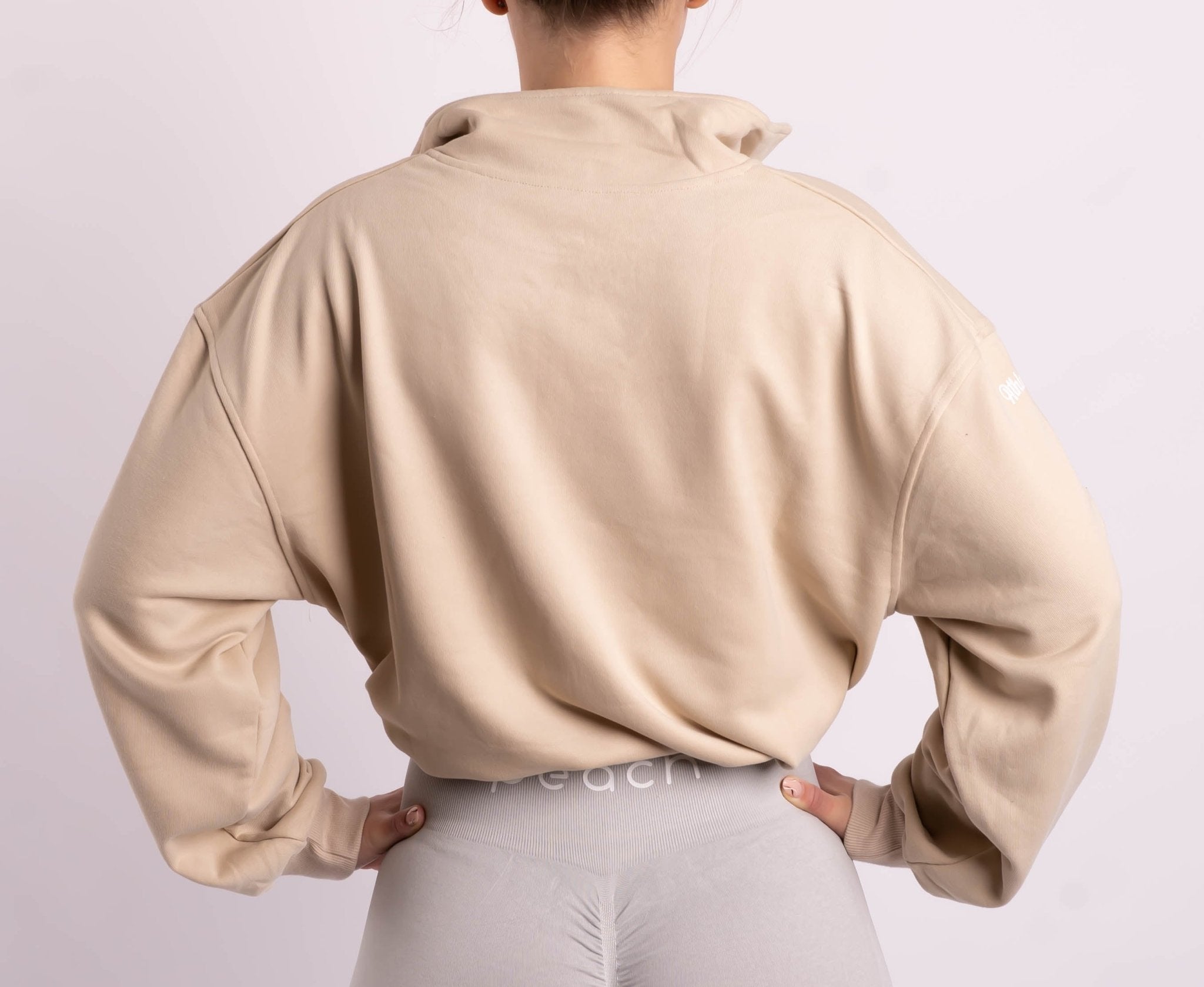 Beige Half Zip Pullover - Peach Tights -