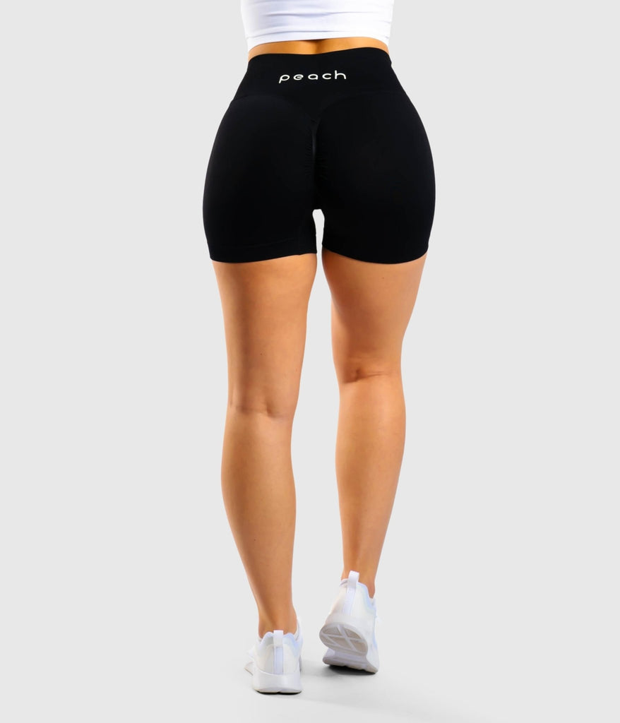 Black V-Waist Shorts - Peach Tights -