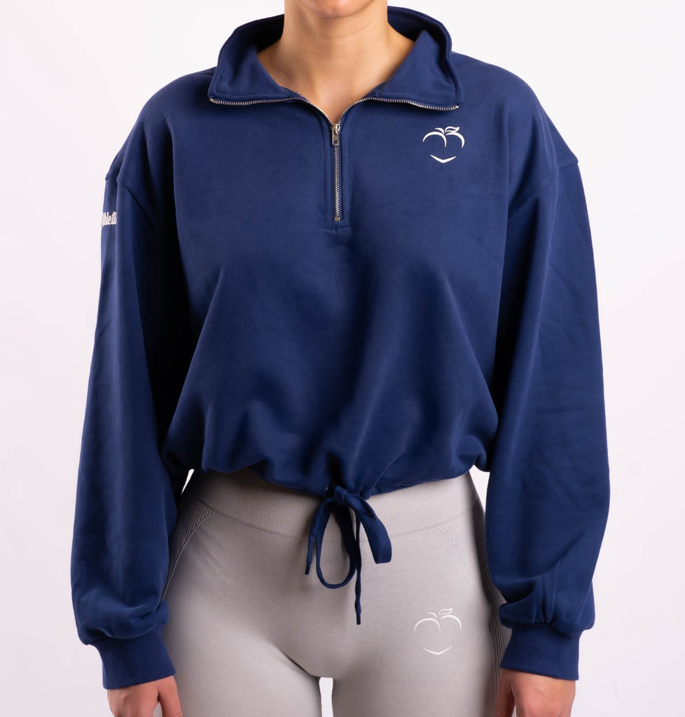 Blue Half Zip Pullover - Peach Tights -