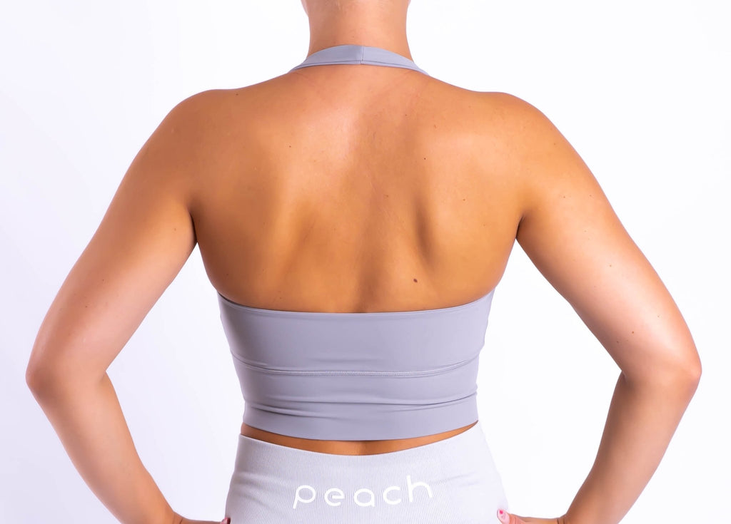 Grey Halterneck Topp - Peach Tights -
