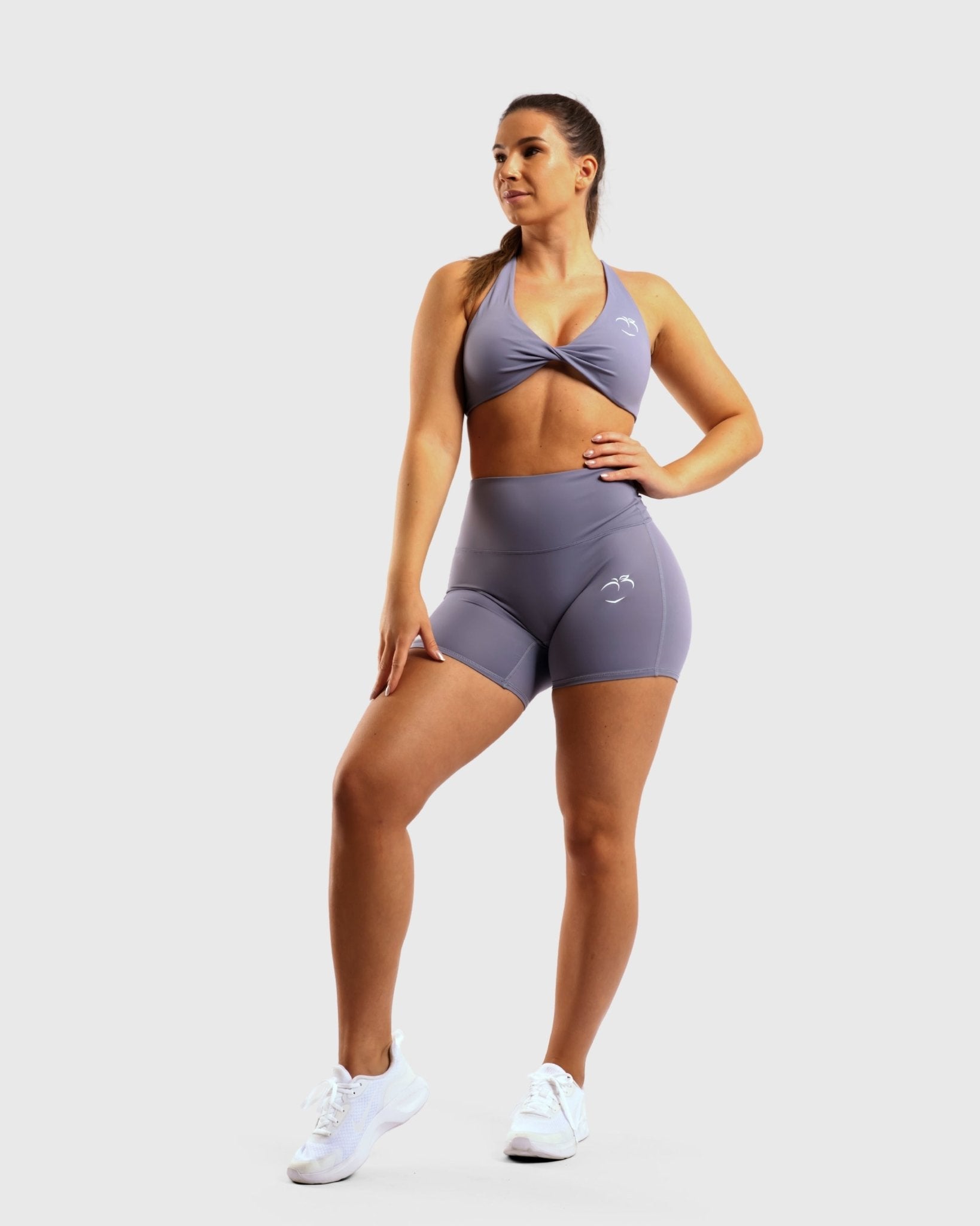 Grey Twist Shorts - Peach Tights -