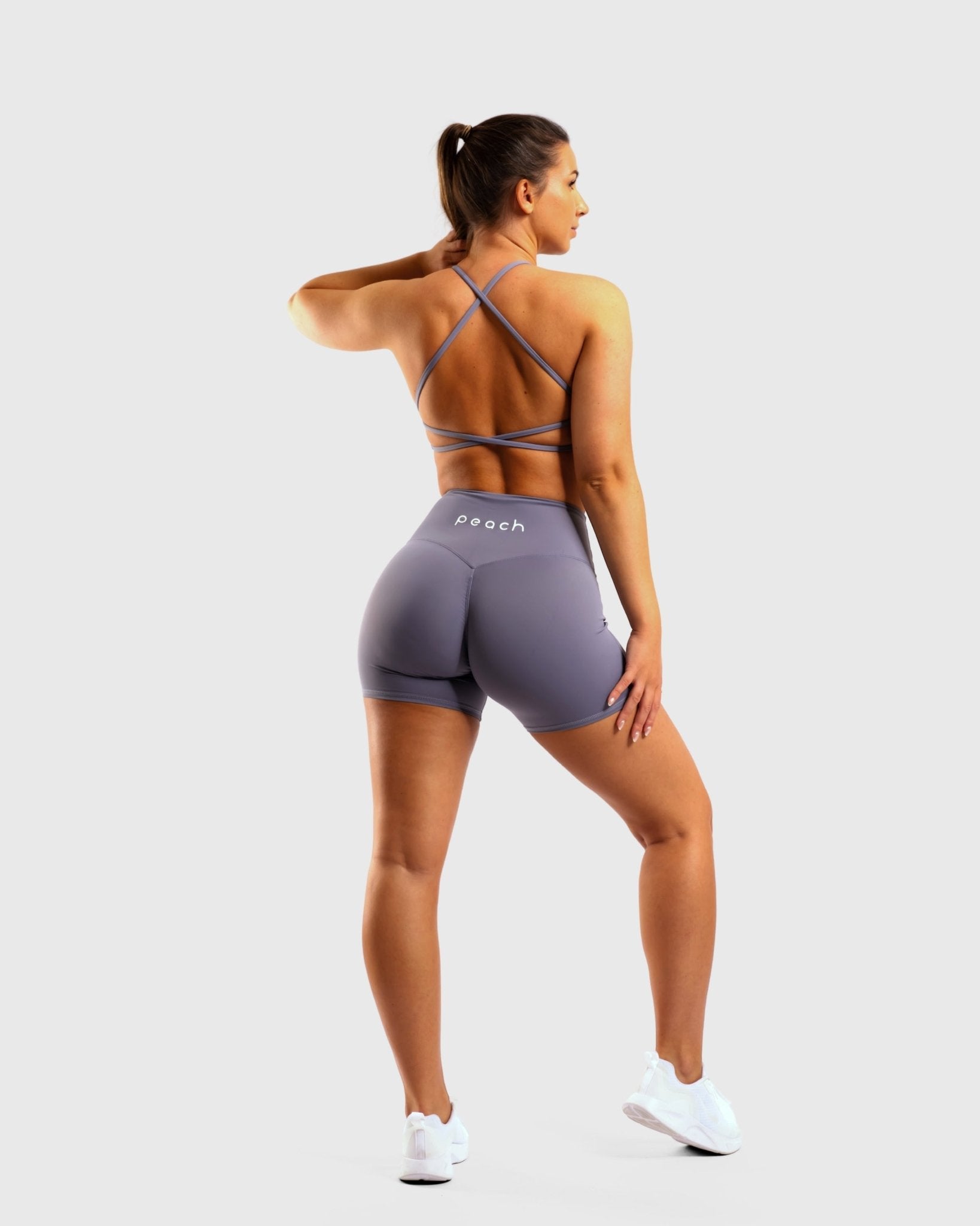 Grey Twist Shorts - Peach Tights -
