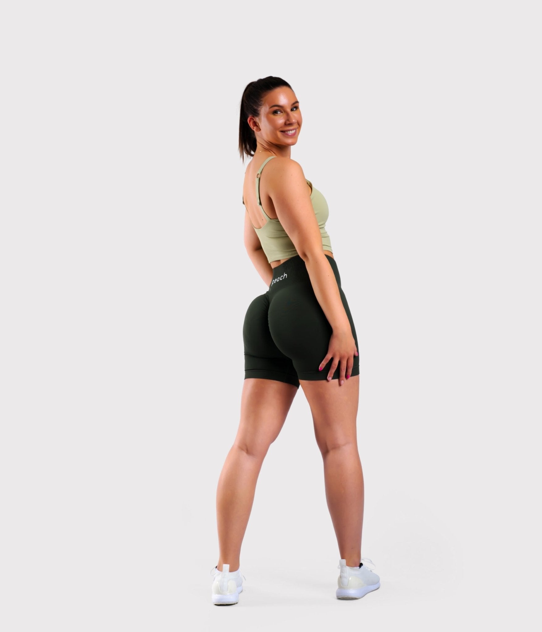 Hunter Green Agility Shorts - Peach Tights -