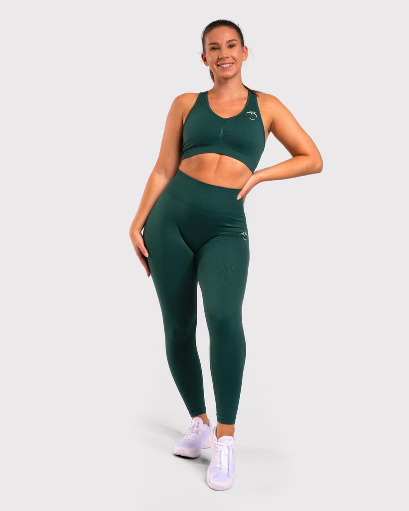 Hunter Green Classic Deluxe Sports-bra - Peach Tights -