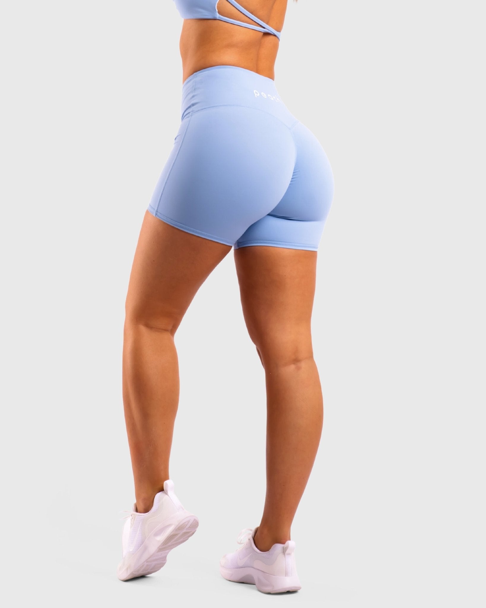 Light Blue Twist Shorts - Peach Tights -
