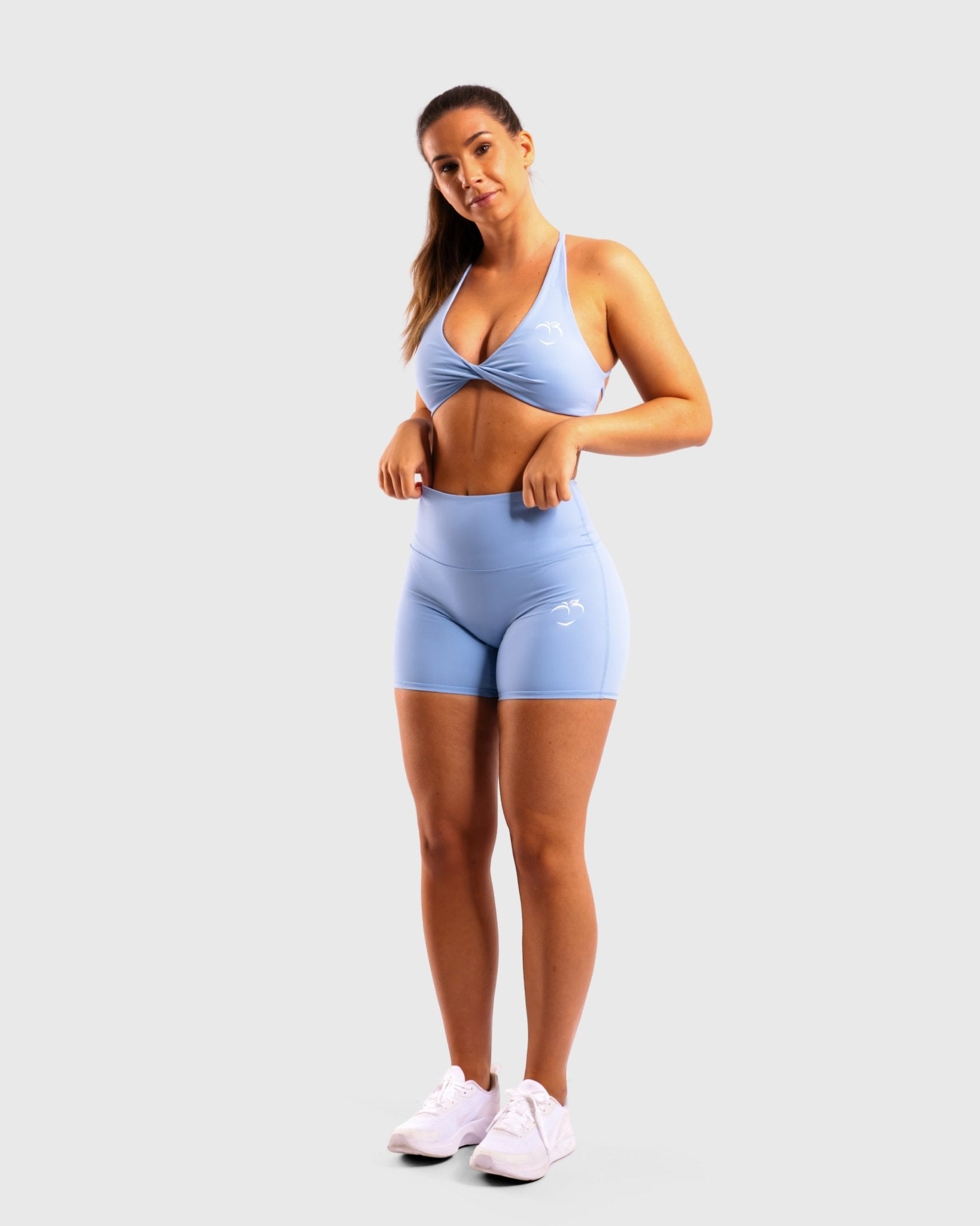 Light Blue Twist Shorts - Peach Tights -