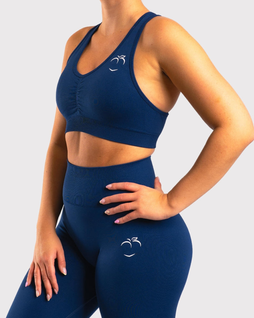 Navy Blue Classic Deluxe Sports-bra - Peach Tights -