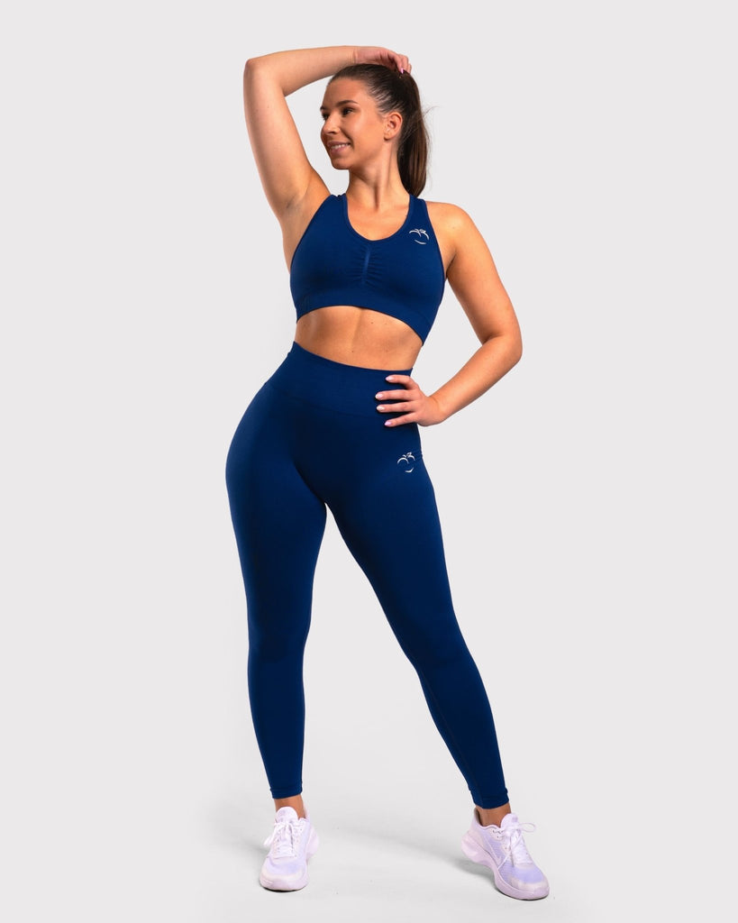 Navy Blue Classic Deluxe Sports-bra - Peach Tights -