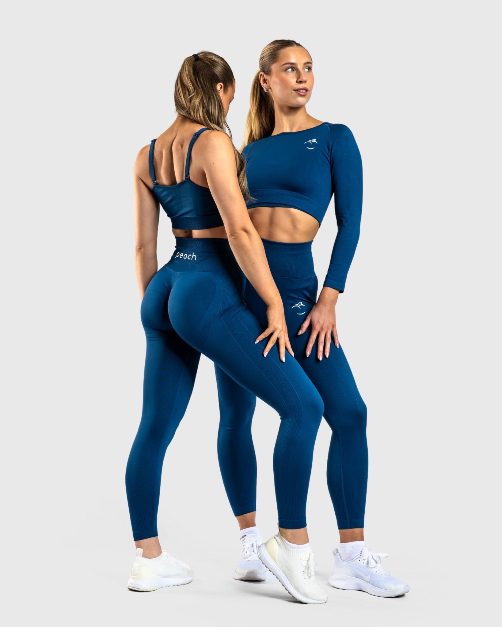 Navy Blue Lux Seamless Long Sleeve - Peach Tights - Long sleeve