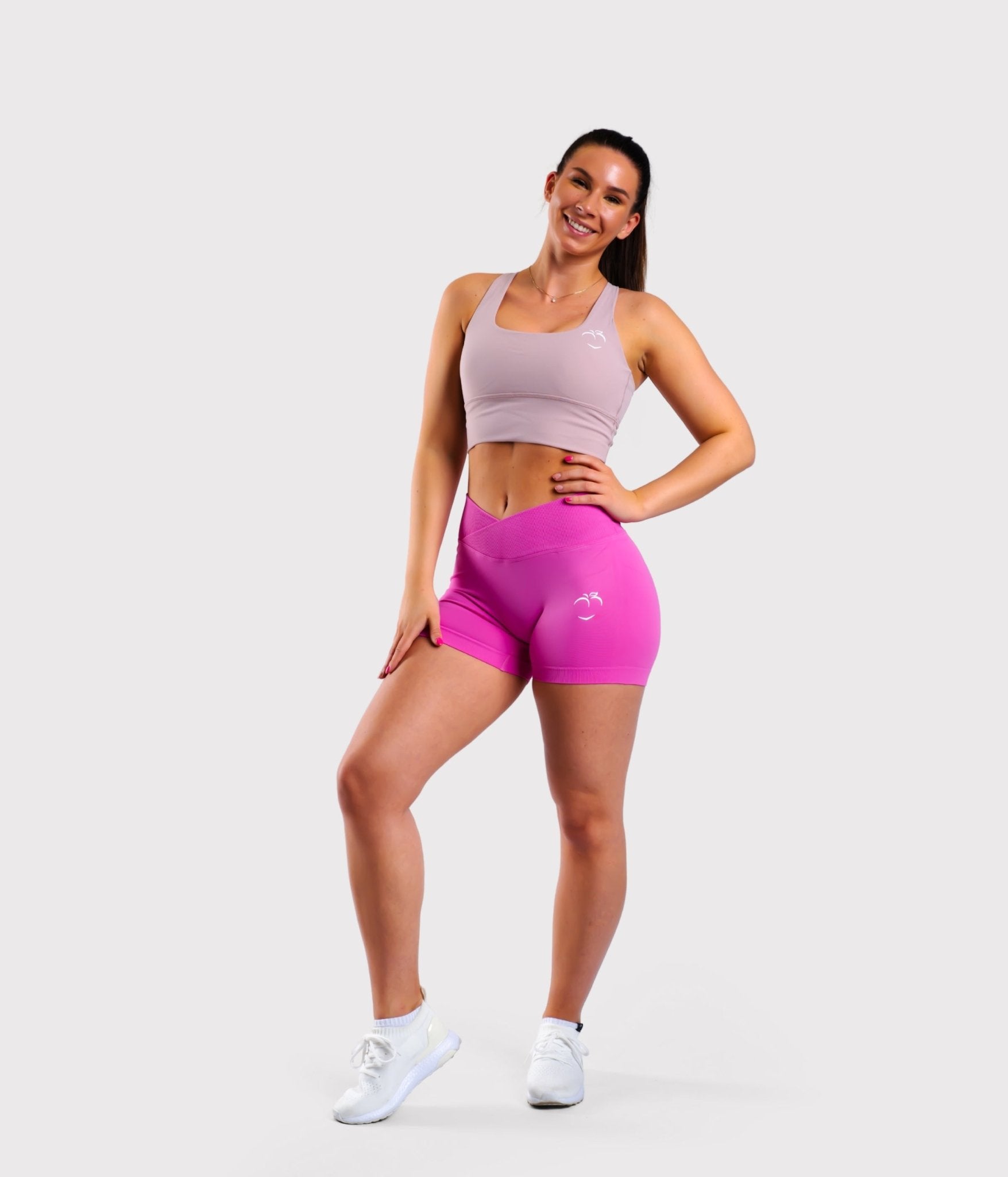 Pink V-Waist Shorts - Peach Tights -
