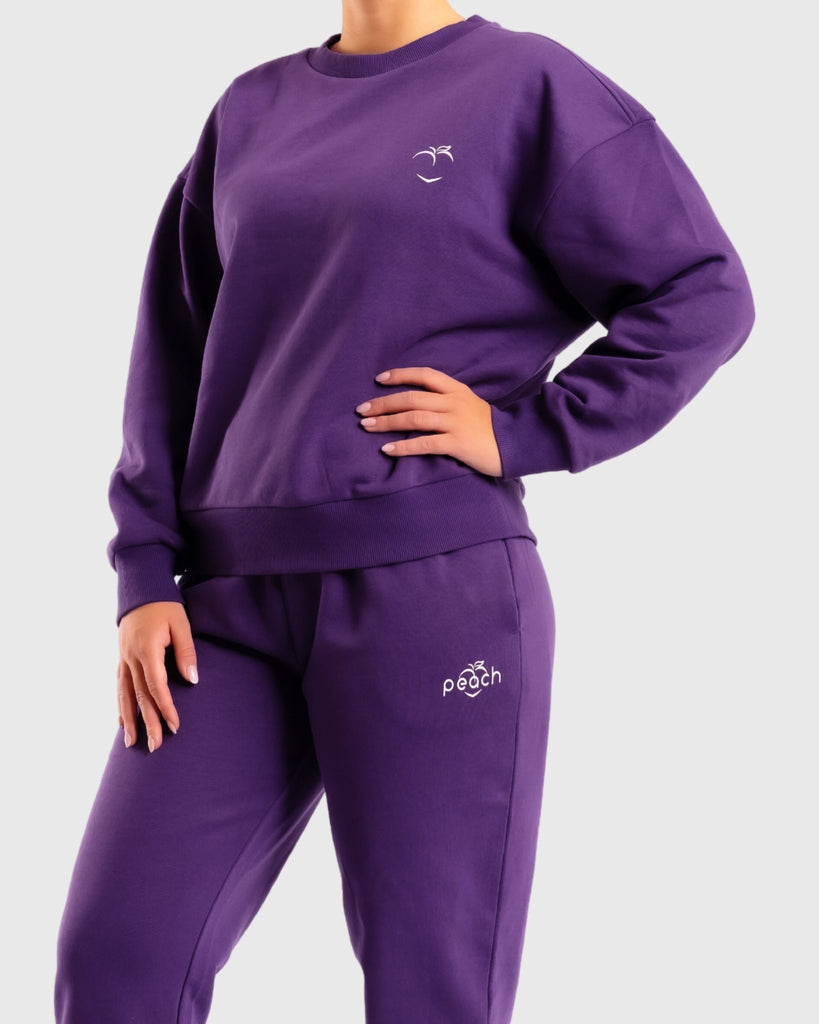 Purple Basic Crewneck - Peach Tights -