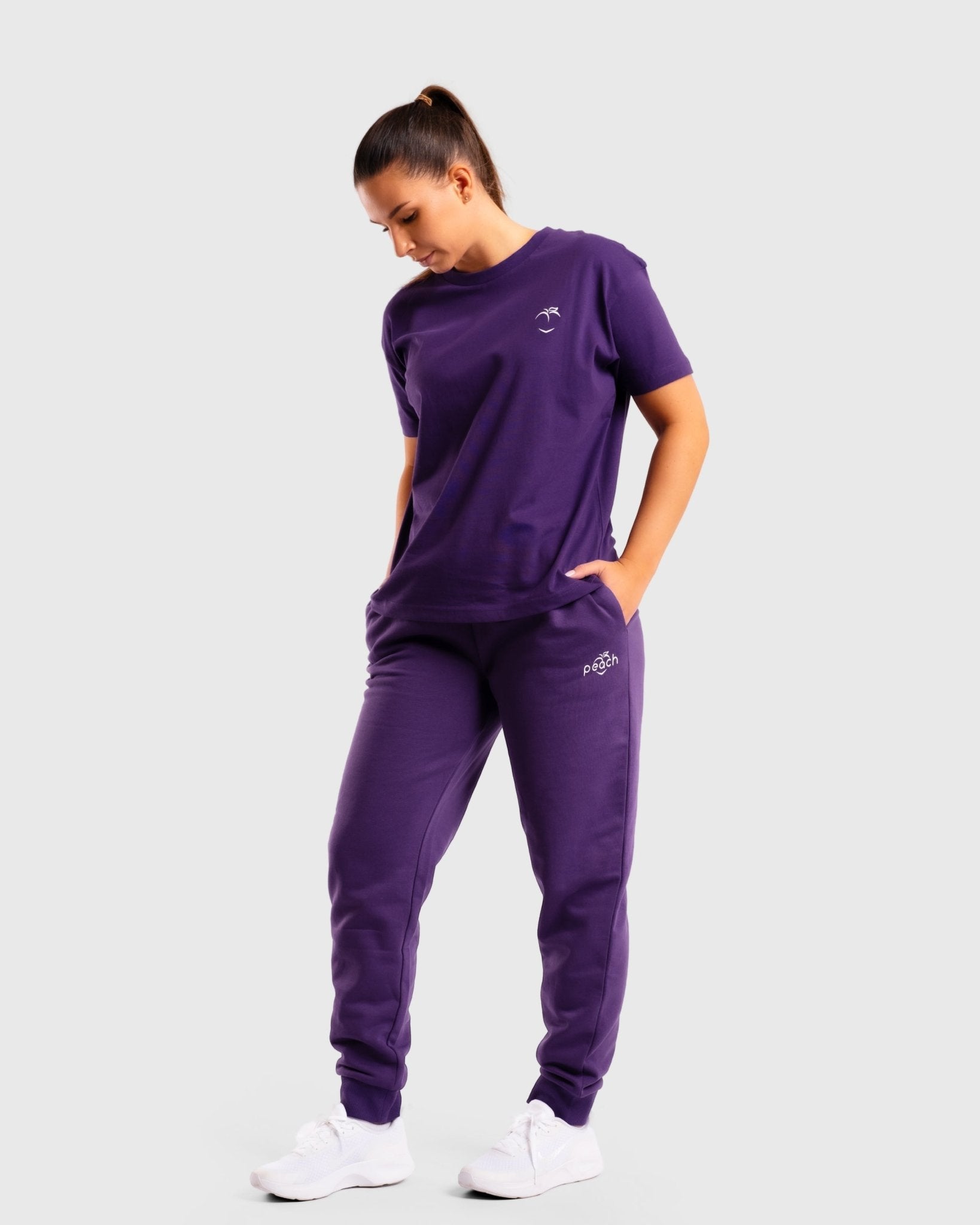 Purple Basic Oversized T-Shirt - Peach Tights -