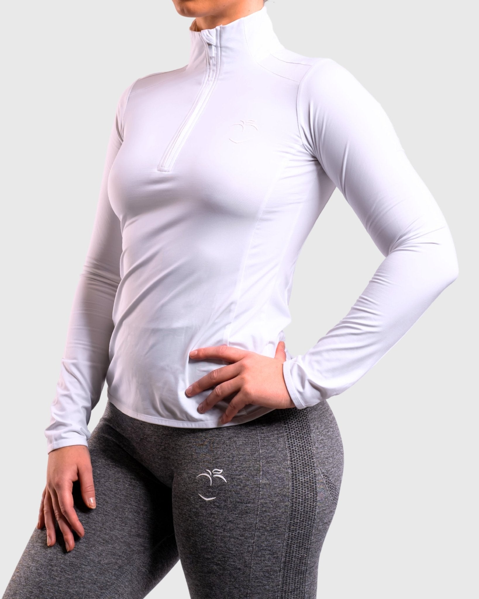 White Half Zip Jacket - Peach Tights - Jacket