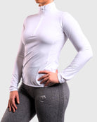 White Half Zip Jacket - Peach Tights - Jacket